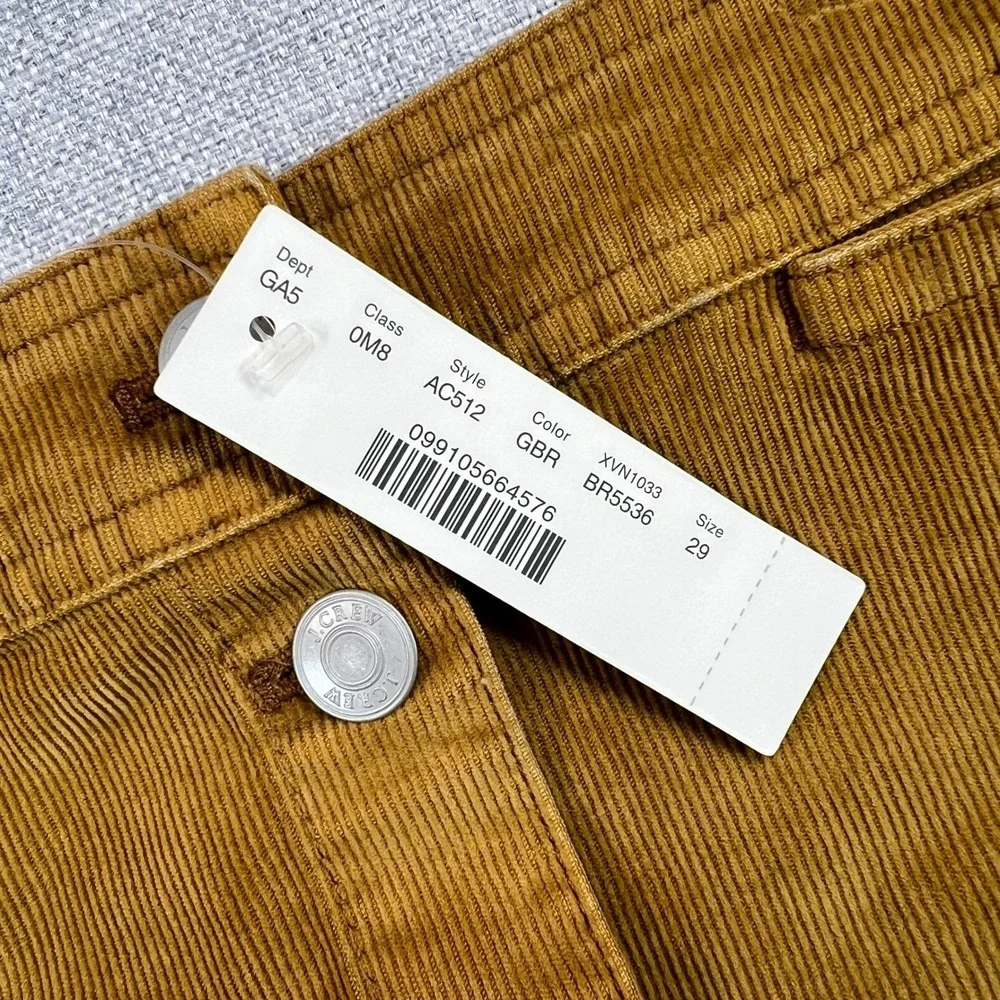 J.Crew Corduroy Button Front Mini Skirt Women's Sz 29 Gold Brown Preppy Academia